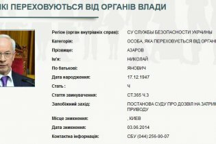 [фото] СБУ объявила в розыск Николая Азарова