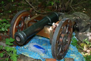 [фото] В Житомирской области в кустах нашли сувенирную пушку экс-министра обороны